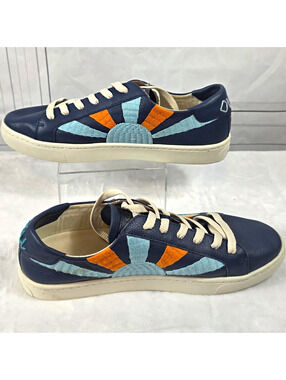 Soludos Men's Blue Colorblock Leather Lace Up Sneakers US 10 EU 40.5 UK 8